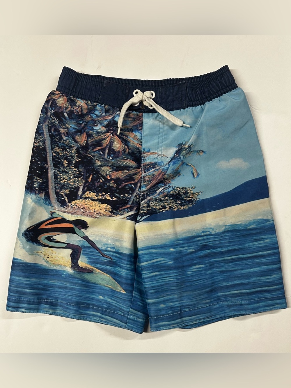 Joe Fresh Navy and White Kids Swim Shorts - Size 6-7